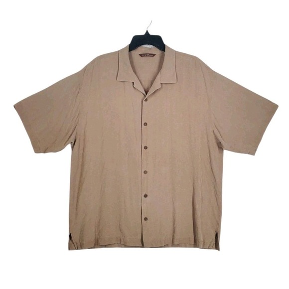 Tommy Bahama Pure Silk Shirt Hawaiian Men XL Brown Embroidered Ride 'Em Cowboys - Picture 10 of 11